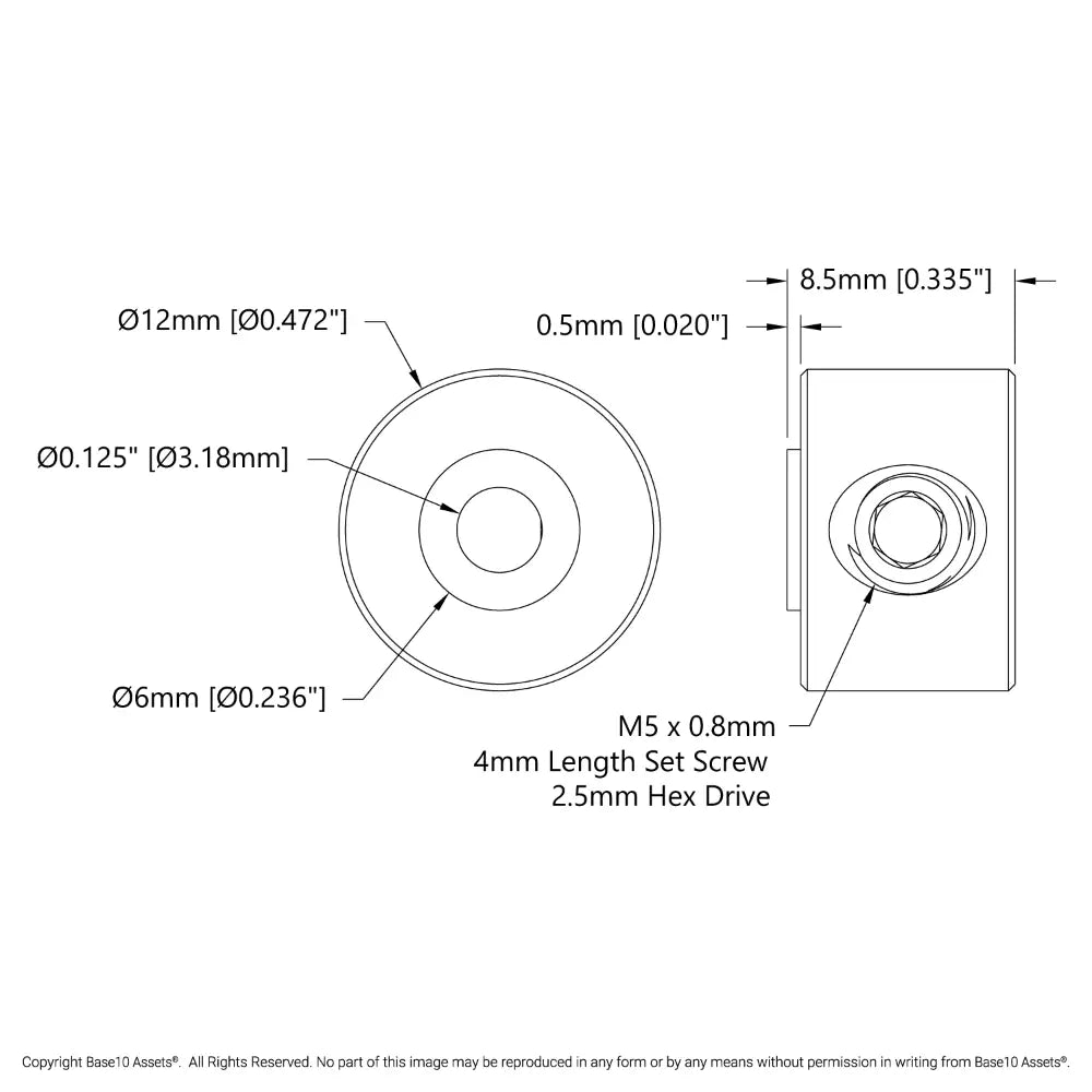 ServoCity 2920シリーズ スチール製 セットスクリューカラー (内径 1/8 Inch (3.1mm)) - 2個