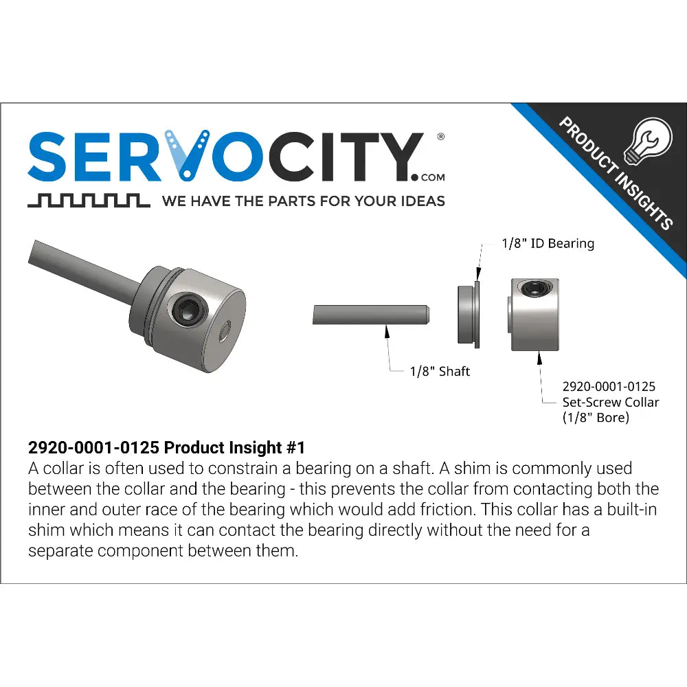 ServoCity 2920シリーズ スチール製 セットスクリューカラー (内径 1/8 Inch (3.1mm)) - 2個