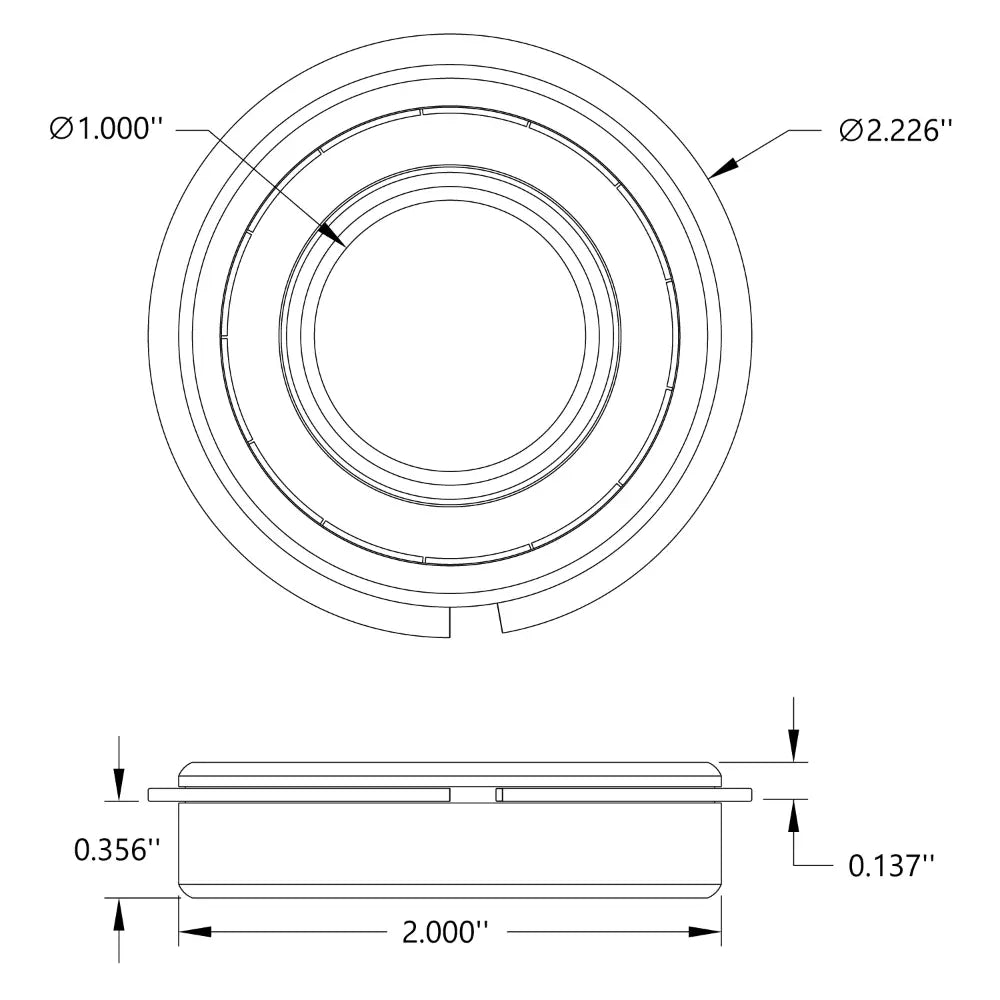 ServoCity 1 inch ID フランジ付きボールベアリング (外径 2 inch、厚さ 1/2 inch)