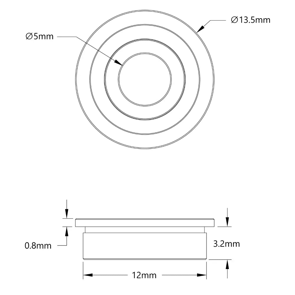 ServoCity 5mm ID フランジ付きボールベアリング (外径 12mm、厚さ 4mm) - 2 個パック