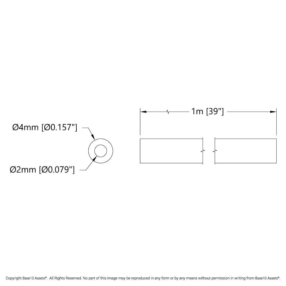 ServoCity PTFE ケーブルガイドチューブ (内径 2mm、外径 4mm、長さ 1m)