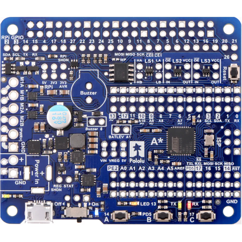 A-Star 32U4 ロボット コントローラー LV (Raspberry Pi ブリッジ付き) (SMT コンポーネントのみ)