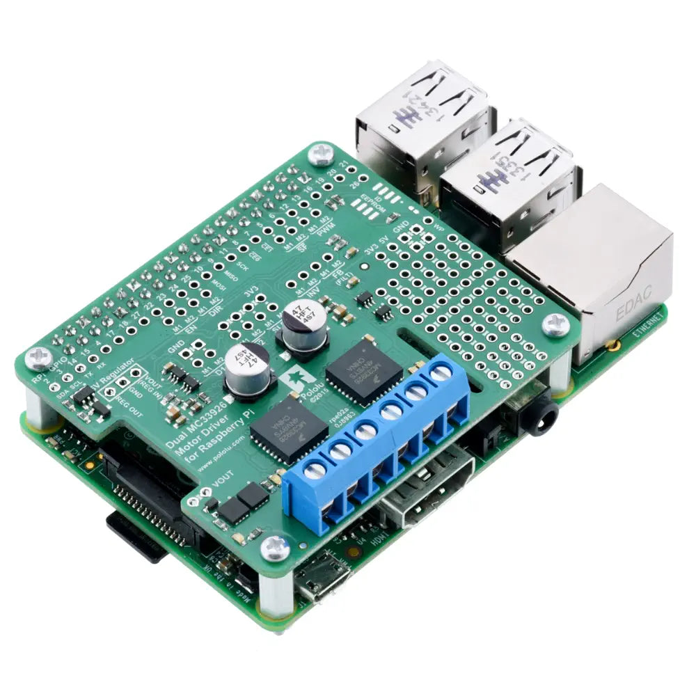 Pololu デュアル MC33926 モーター ドライバー (Raspberry Pi 用) (部分キット)