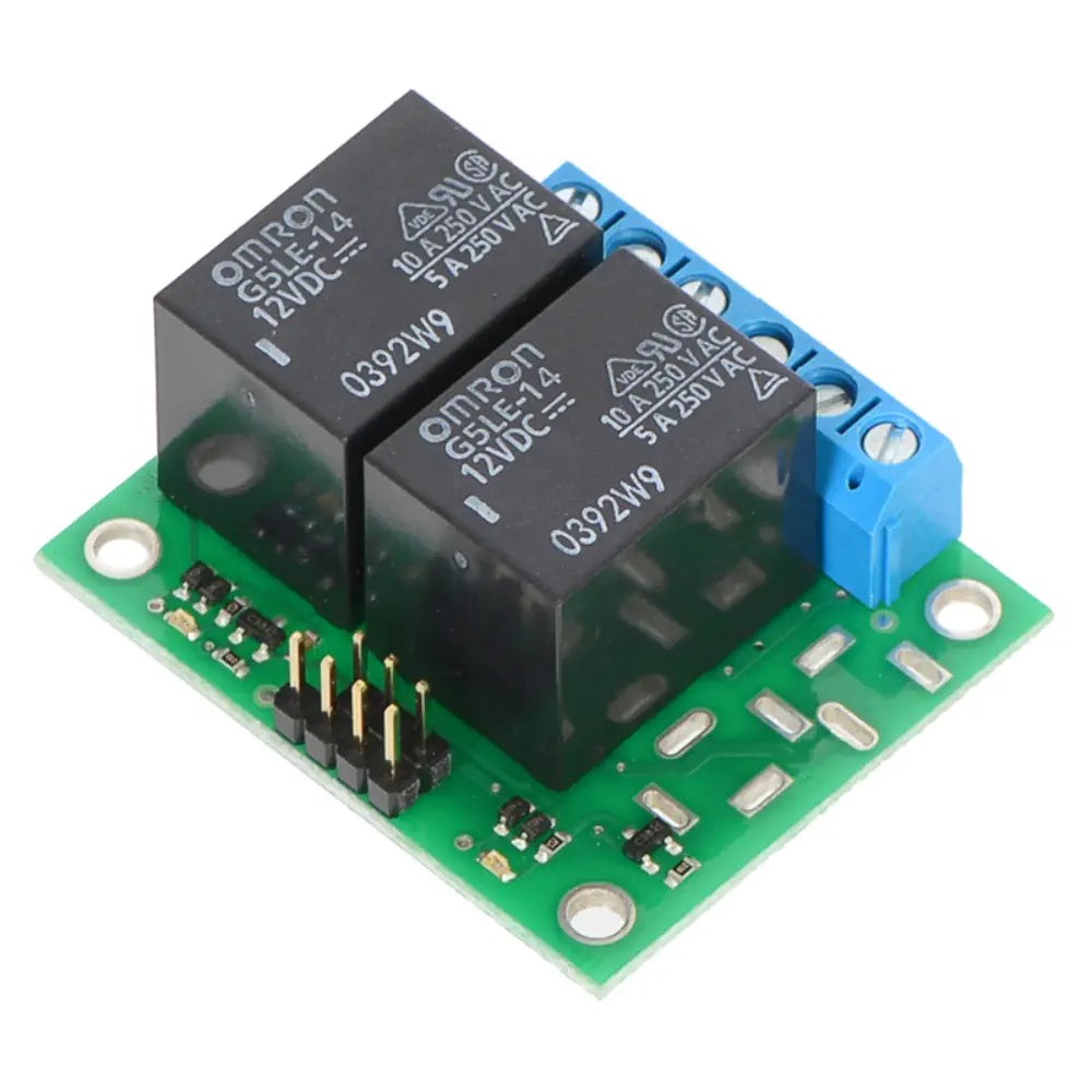Pololu ベーシック 2 チャンネル SPDT リレー キャリア (12VDC リレー付き) (組み立て済み)