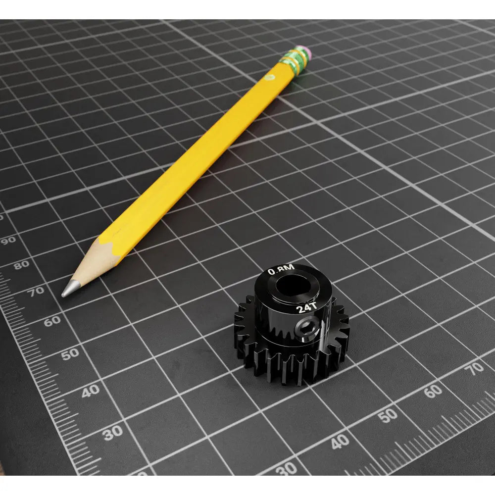ServoCity 2303 シリーズ スチール、MOD 0.8 ピニオン ギア (6mm D ボア、24 歯)