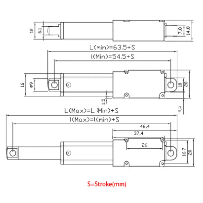 Phidgets DC リニアアクチュエータ (100mm、60N)