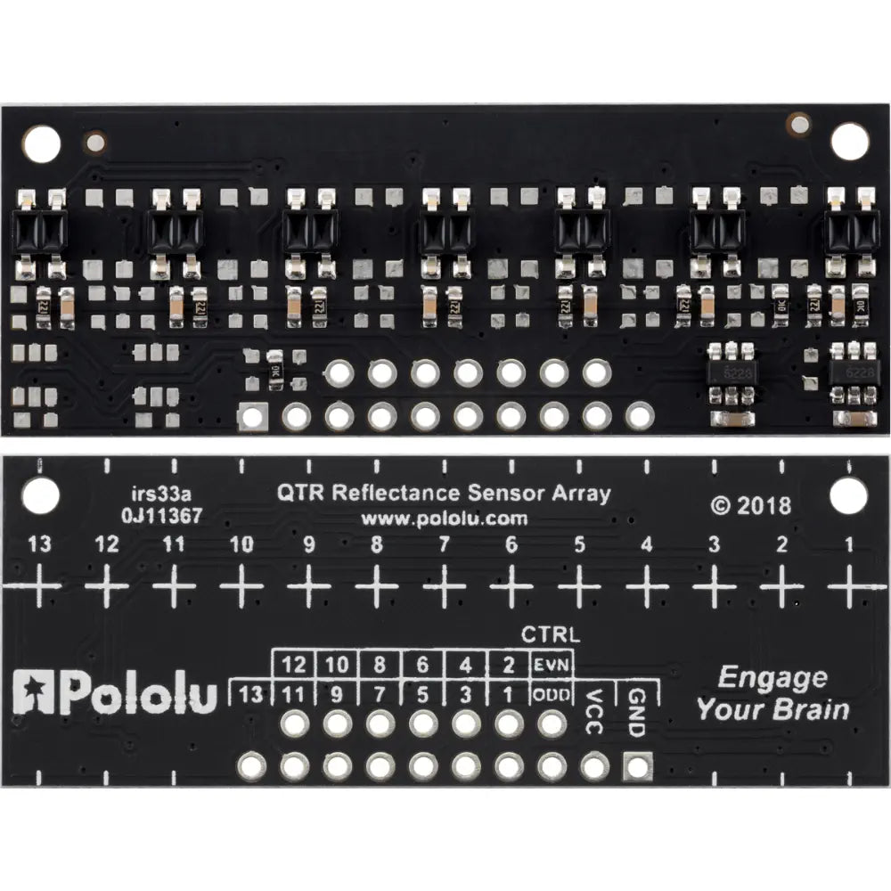 Pololu QTR-MD-07RC 反射率センサーアレイ: 7 チャンネル、8 mm ピッチ、RC 出力