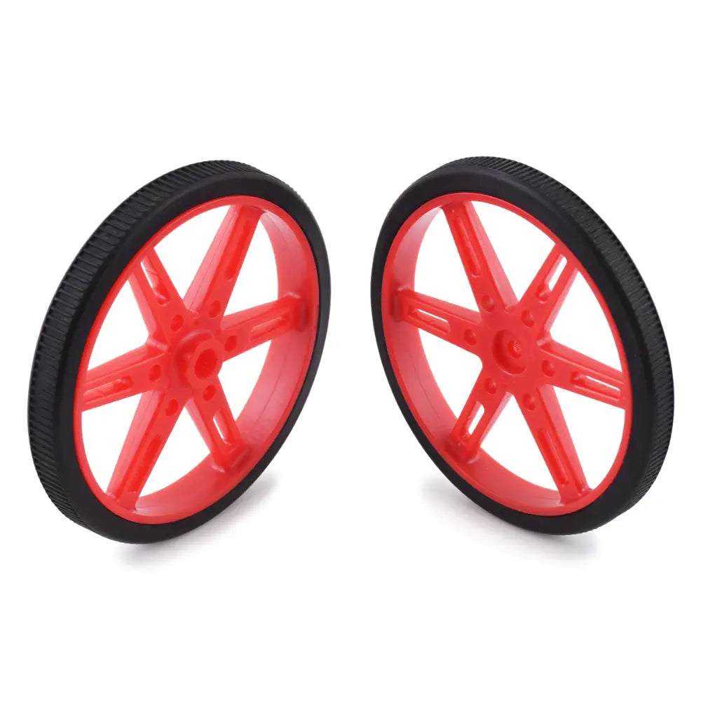 Pololu 標準サーボスプライン用ホイール (25T、5.8mm) - 70×8mm、赤、2 個パック