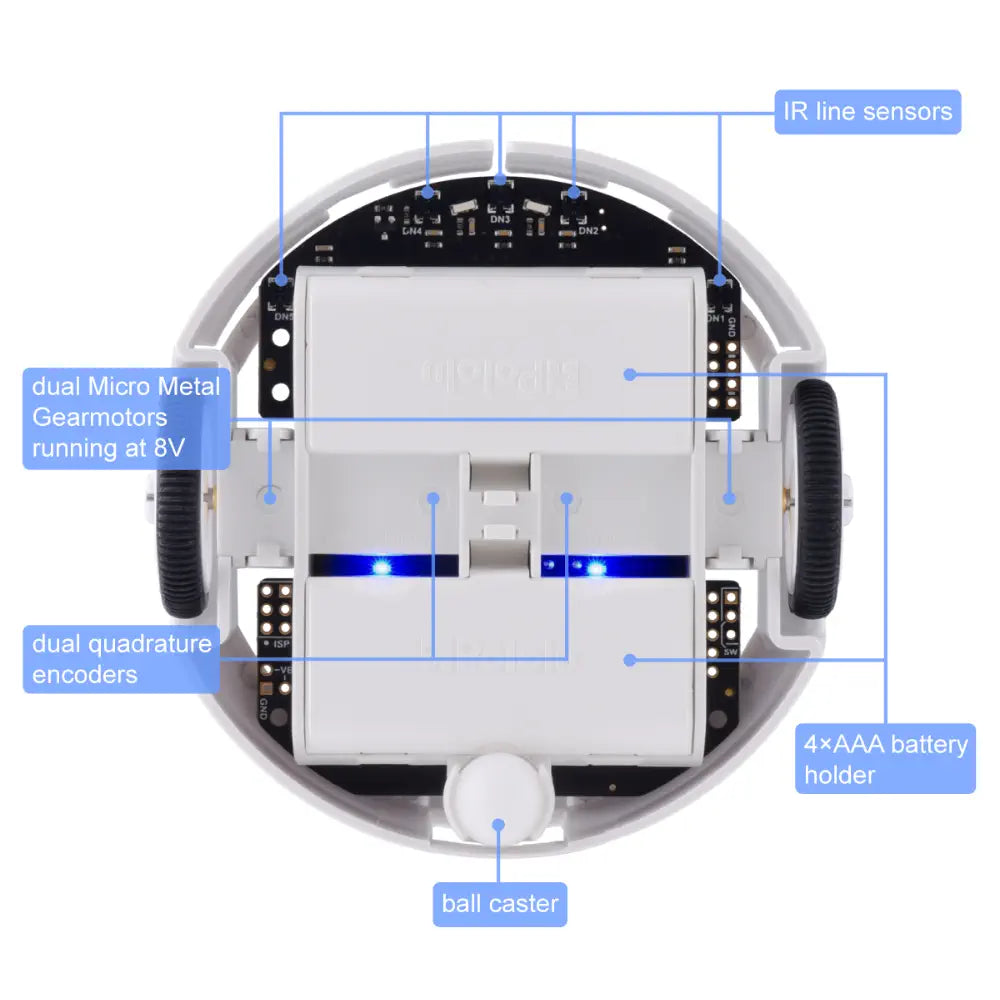 Pololu 3pi+ 32U4 OLED ロボットキット (75:1 LP モーター付き) (タートル エディション キット)