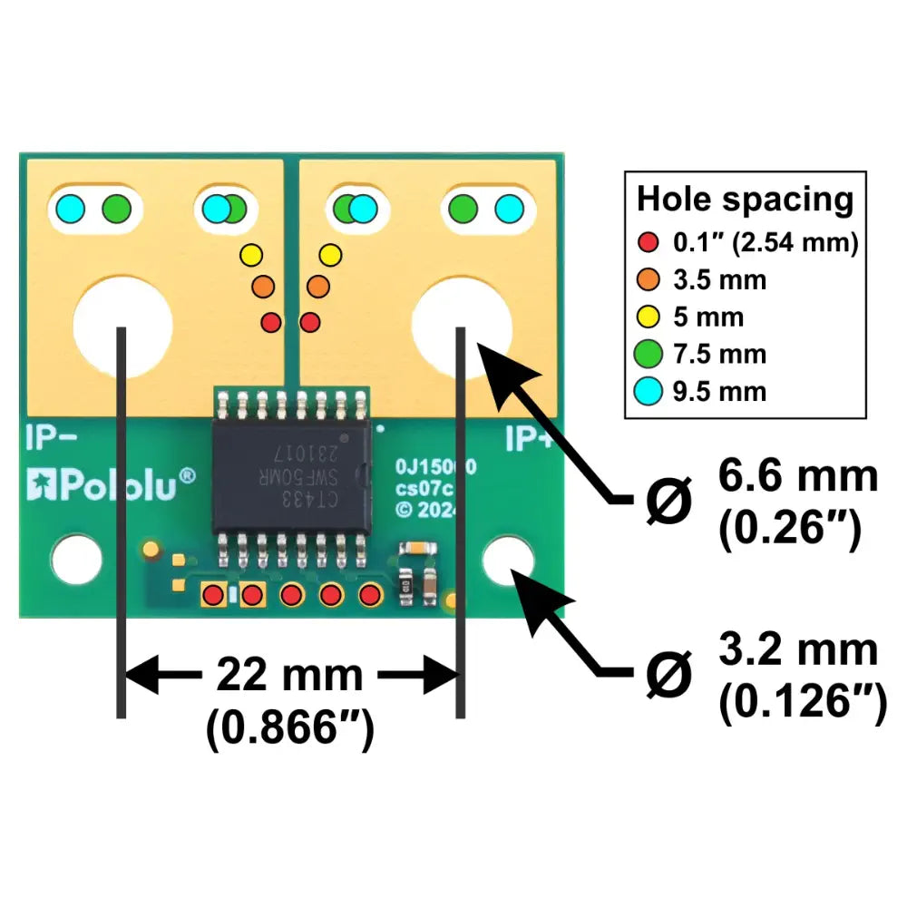 Pololu CT433-HSWF50MR TMR 電流センサー 大型キャリア -50A ～ +50A、3.3V