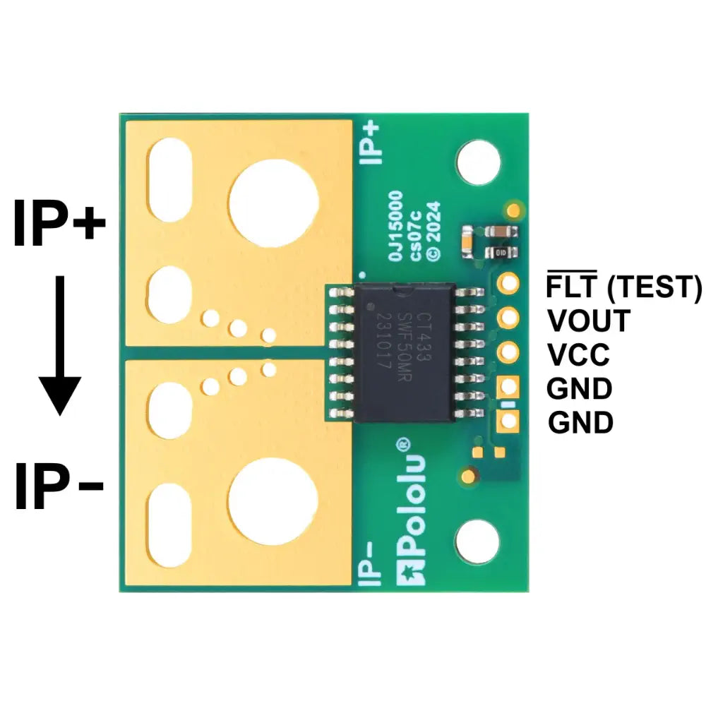 Pololu CT433-HSWF50MR TMR 電流センサー 大型キャリア -50A ～ +50A、3.3V