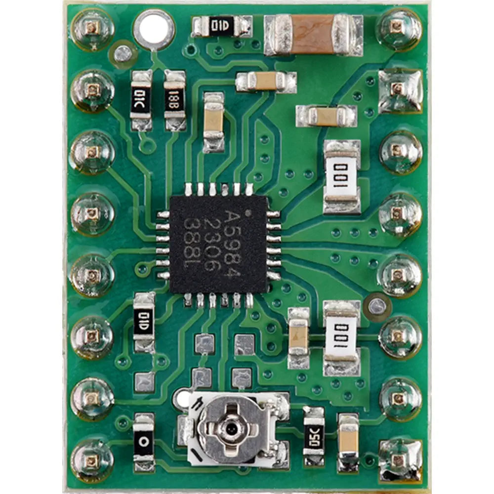 Pololu A5984 ステッピング モーター ドライバー キャリア、調整可能な電流 (はんだ付けされたヘッダー ピン)