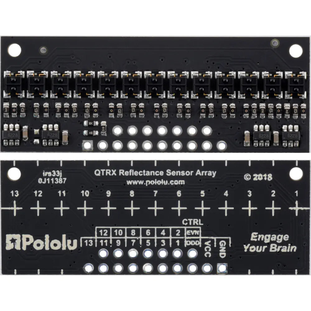 Pololu QTRX-HD-13A 反射率センサーアレイ: 13 チャンネル、4mm ピッチ、アナログ出力、低電流