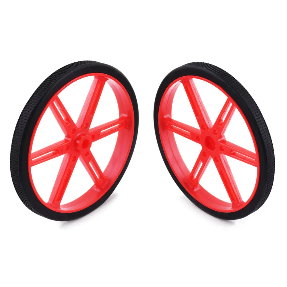 Pololu 標準サーボスプライン用ホイール (25T、5.8mm) - 90×10mm、赤、2 個パック