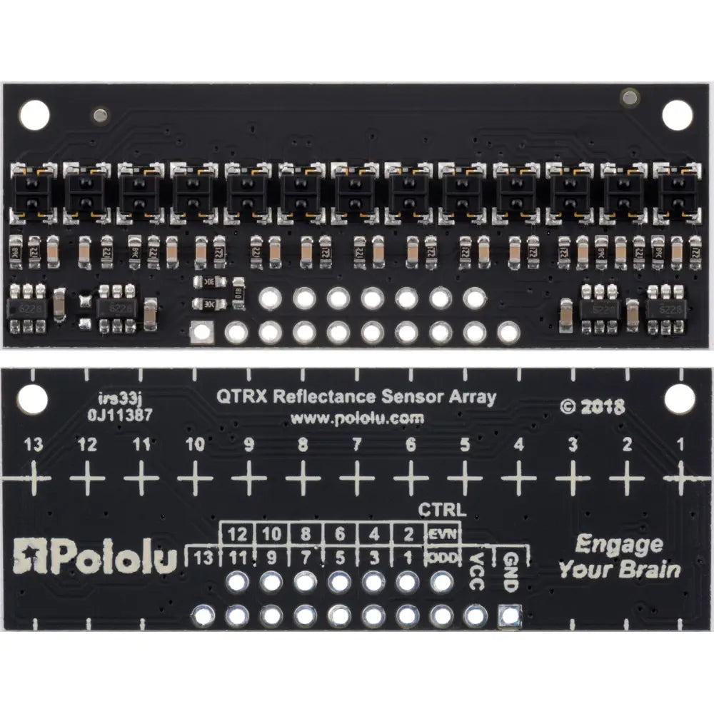 Pololu QTRX-HD-13RC 反射率センサーアレイ: 13 チャンネル、4mm ピッチ、RC 出力、低電流