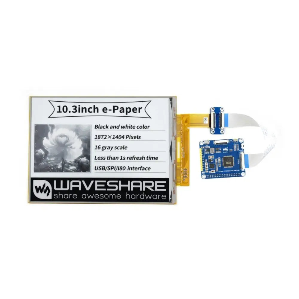 Waveshare 10.3インチ フレキシブル E-Ink ディスプレイ HAT (Raspberry Pi 用)、1872×1404