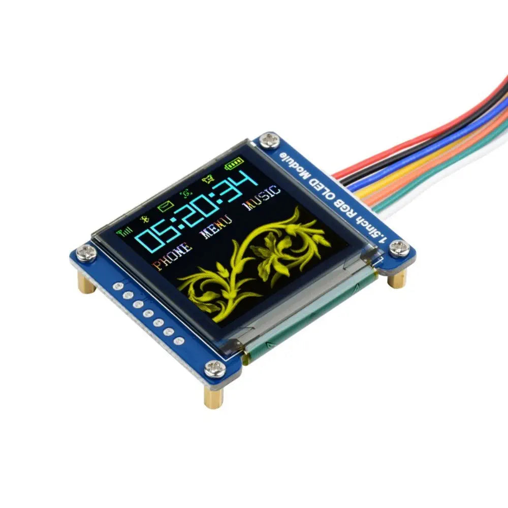 Waveshare 1.5 インチ RGB OLED ディスプレイ モジュール、65K RGB カラー、128×128、SPI