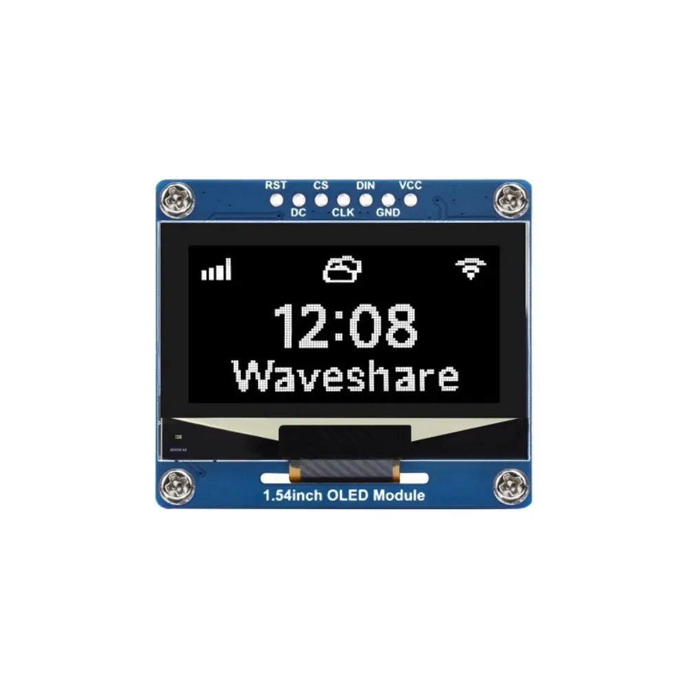 Waveshare 1.54 インチ OLED ディスプレイ モジュール、128×64 解像度、SPI/I2C 通信 (青)