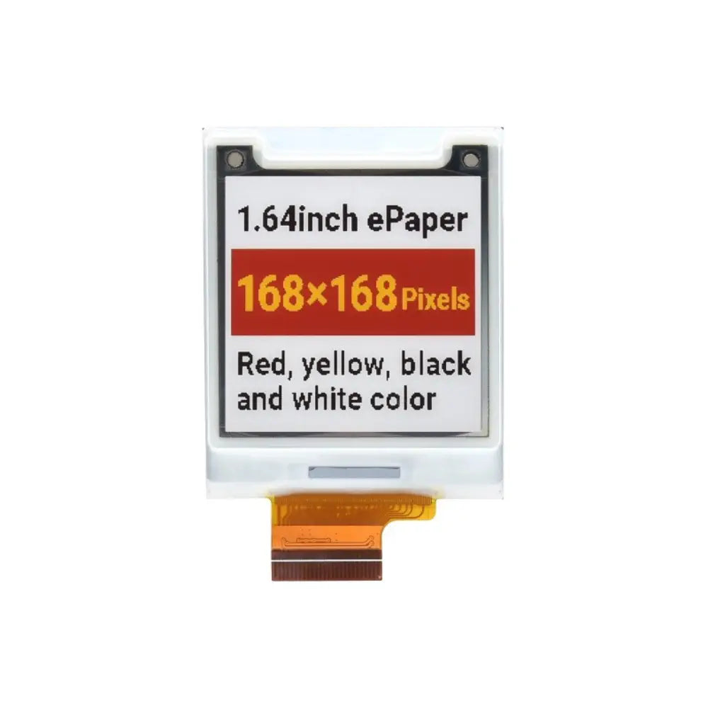 Waveshare 1.64インチ スクエア E-Paper (G) 生ディスプレイ、168 × 168、赤/黄/黒/白
