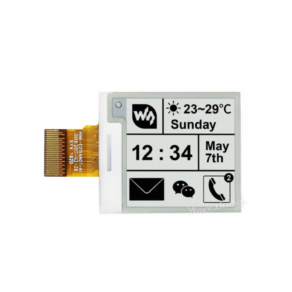 Waveshare 1.54インチ E-Ink Raw ディスプレイパネル、200x200