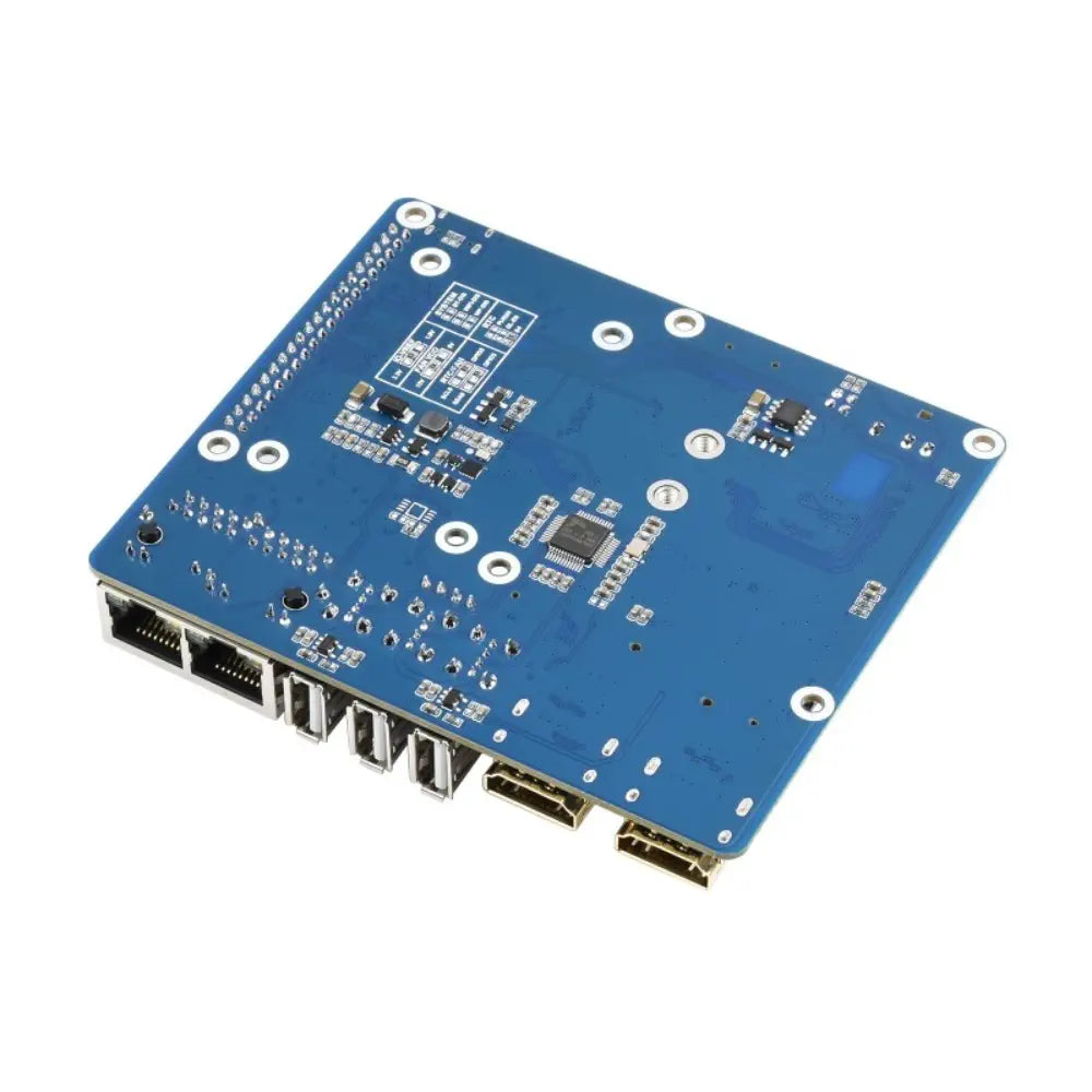 Waveshare WIFI6 デュアル ETH ミニコンピューター、Raspberry Pi CM4 用 (別売)、オンボード M.2 E (ボード、ケース、EU 電源)