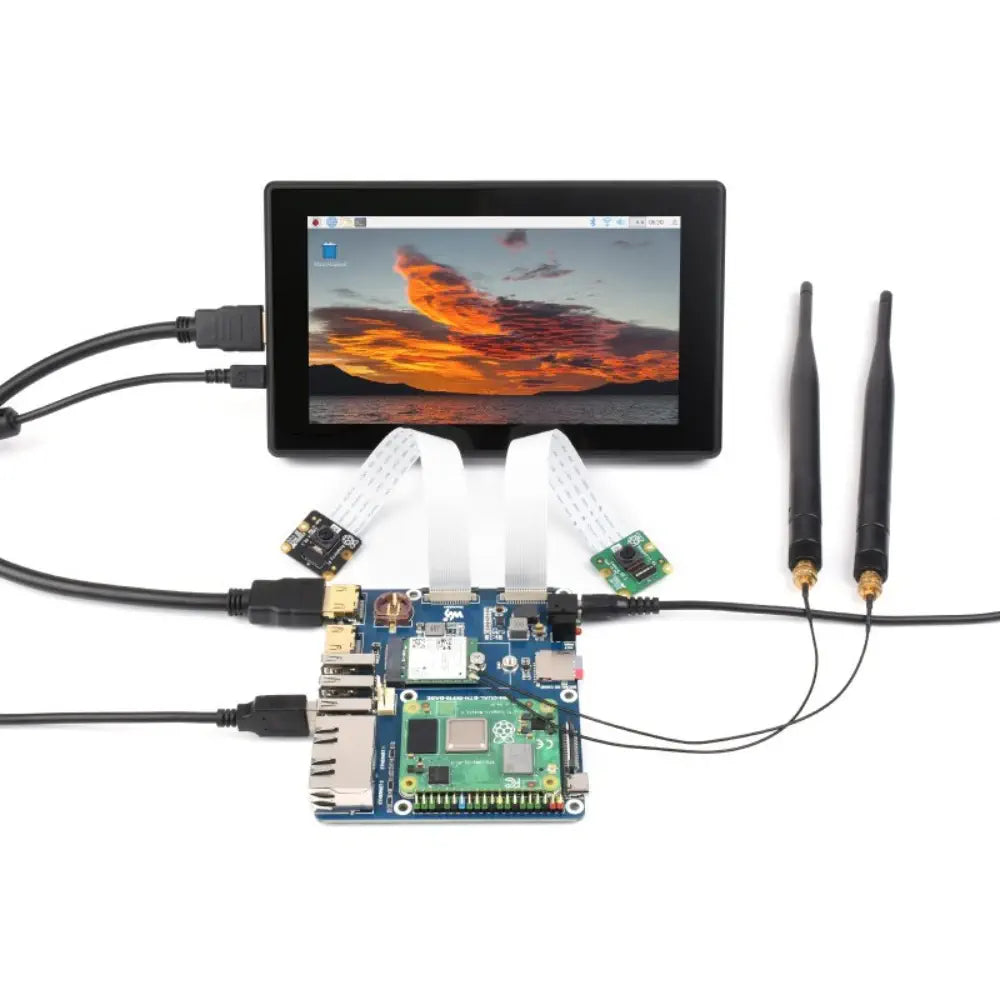 Waveshare WIFI6 デュアル ETH ミニコンピューター、Raspberry Pi CM4 用 (別売)、オンボード M.2 E (ボード、ケース、EU 電源)