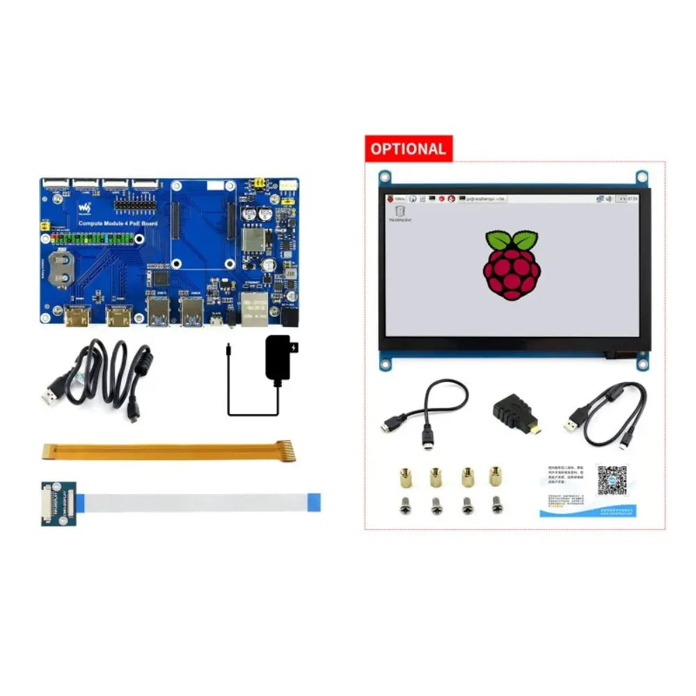 Raspberry Pi Compute Module 4 開発キット、Waveshare PoE ボード付き (画面なし)