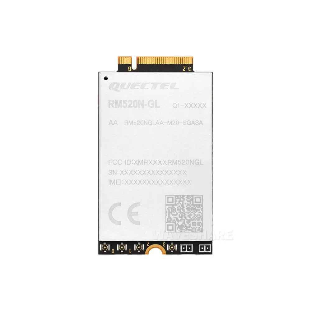 Waveshare Quectel RM520N-GL IoT 5G グローバル バンド モジュール、5G サブ 6GHz、M.2 フォーム ファクター、3GPP 5G リリース 16 仕様