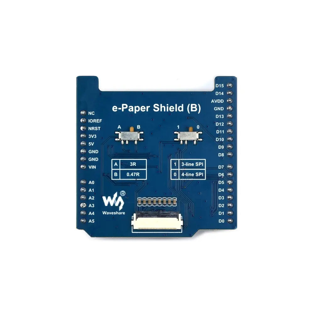 Waveshare ユニバーサル E-Paper Raw パネル ドライバー シールド (B)、NUCLEO / Arduino、MX25R6435F フラッシュ チップ、外部 RAM 用
