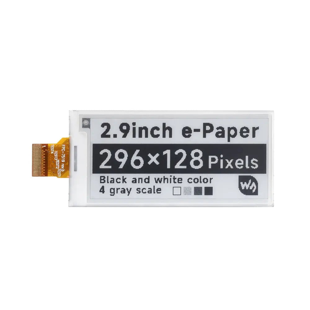 Waveshare 296x128、2.9インチ E-Ink Raw ディスプレイパネル