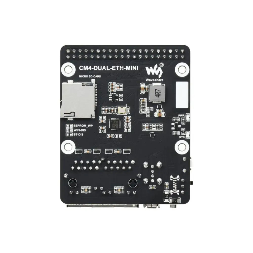 Waveshare Mini デュアル ギガビット イーサネット ミニ コンピュータ キット (Raspberry Pi Compute Module 4 用) (ボード、ケース、EU 電源)