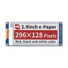 Waveshare 2.9インチ E-Paper E-Ink ディスプレイモジュール (B)、296×128、赤/黒/白、SPI