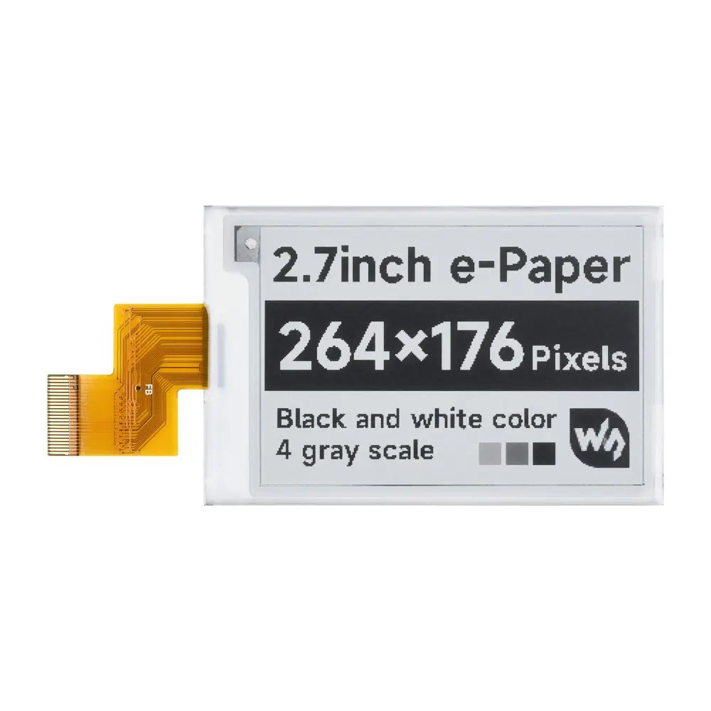Waveshare 264x176、2.7インチ E-Ink 生ディスプレイ