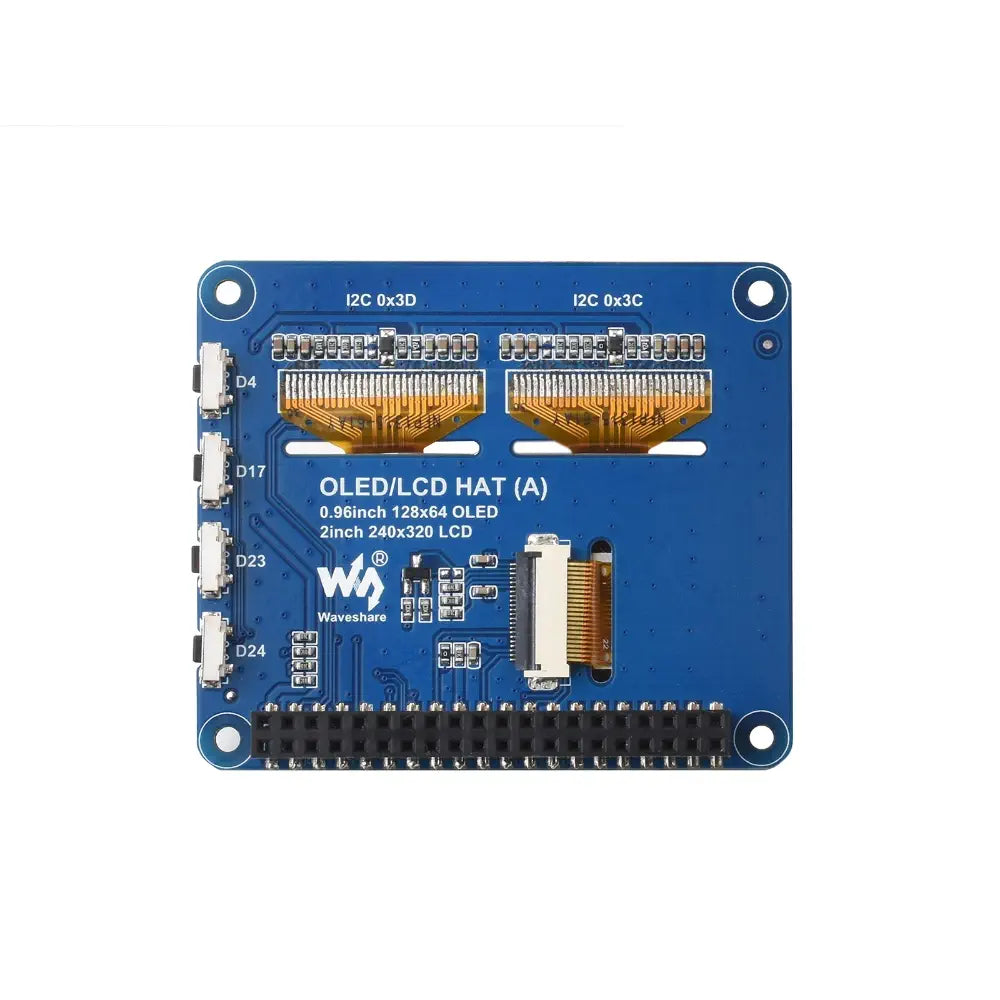 Waveshare Raspberry Pi OLED/LCD HAT、オンボード 2 インチ IPS LCD メイン スクリーンとデュアル 0.96 インチ ブルー OLED