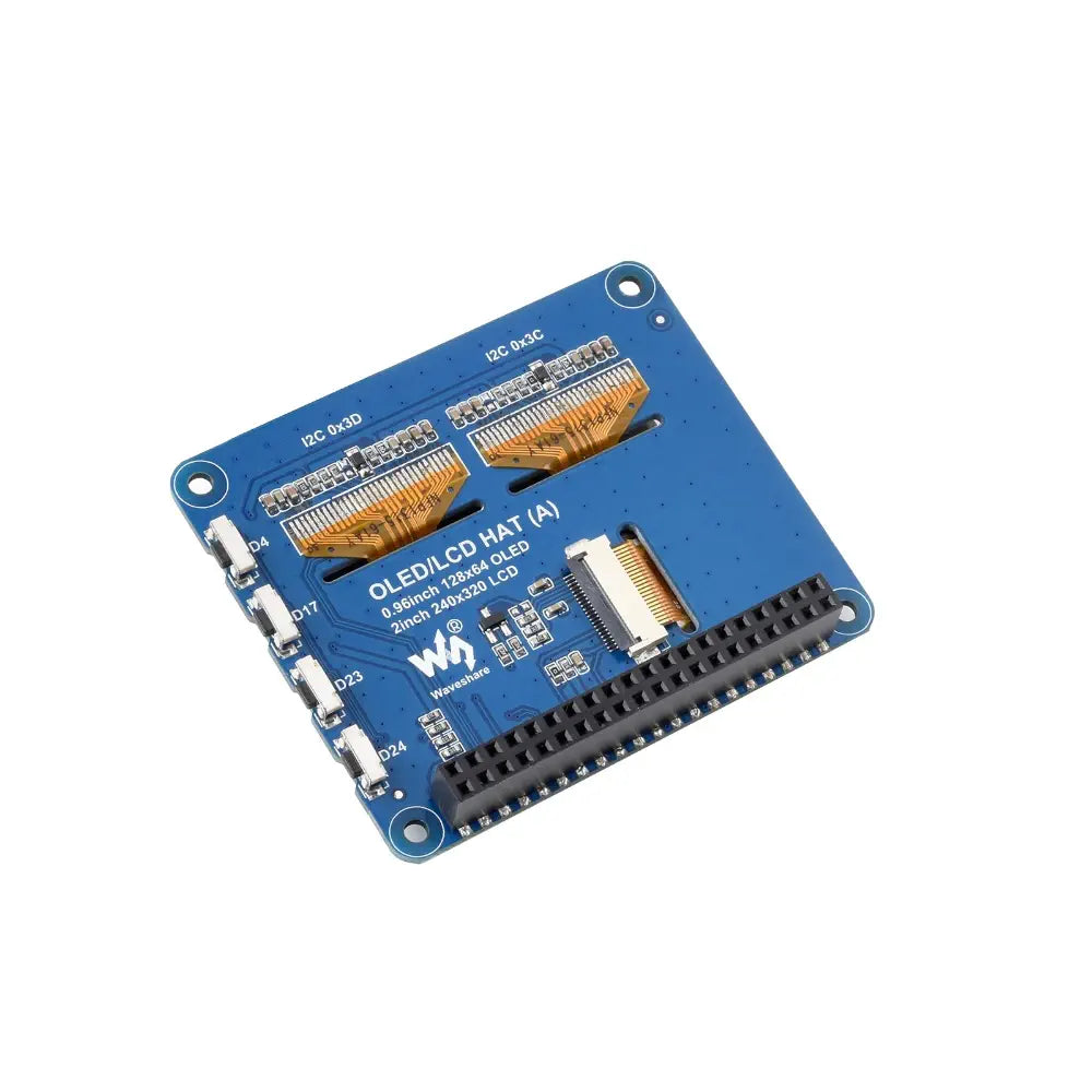 Waveshare Raspberry Pi OLED/LCD HAT、オンボード 2 インチ IPS LCD メイン スクリーンとデュアル 0.96 インチ ブルー OLED
