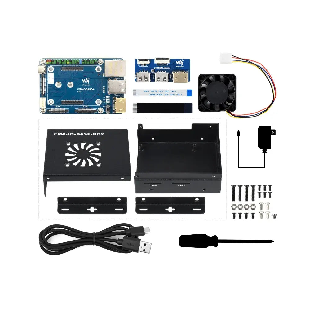 Waveshare CM4-IO-BASE-BOX-A + Raspberry Pi Compute Module 4 用 USB HDMI アダプター