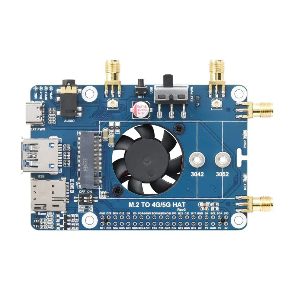 Waveshare RM502Q-AE 5G HAT for Raspberry Pi、クアッドアンテナ LTE-A、マルチバンド、5G/4G/3G (ケース、英国)