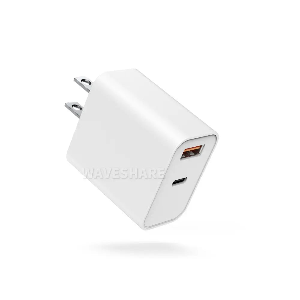 Waveshare PD30W デュアルポート急速充電器、USB Type-A/Type-C 壁掛け充電器ブロック、US プラグ