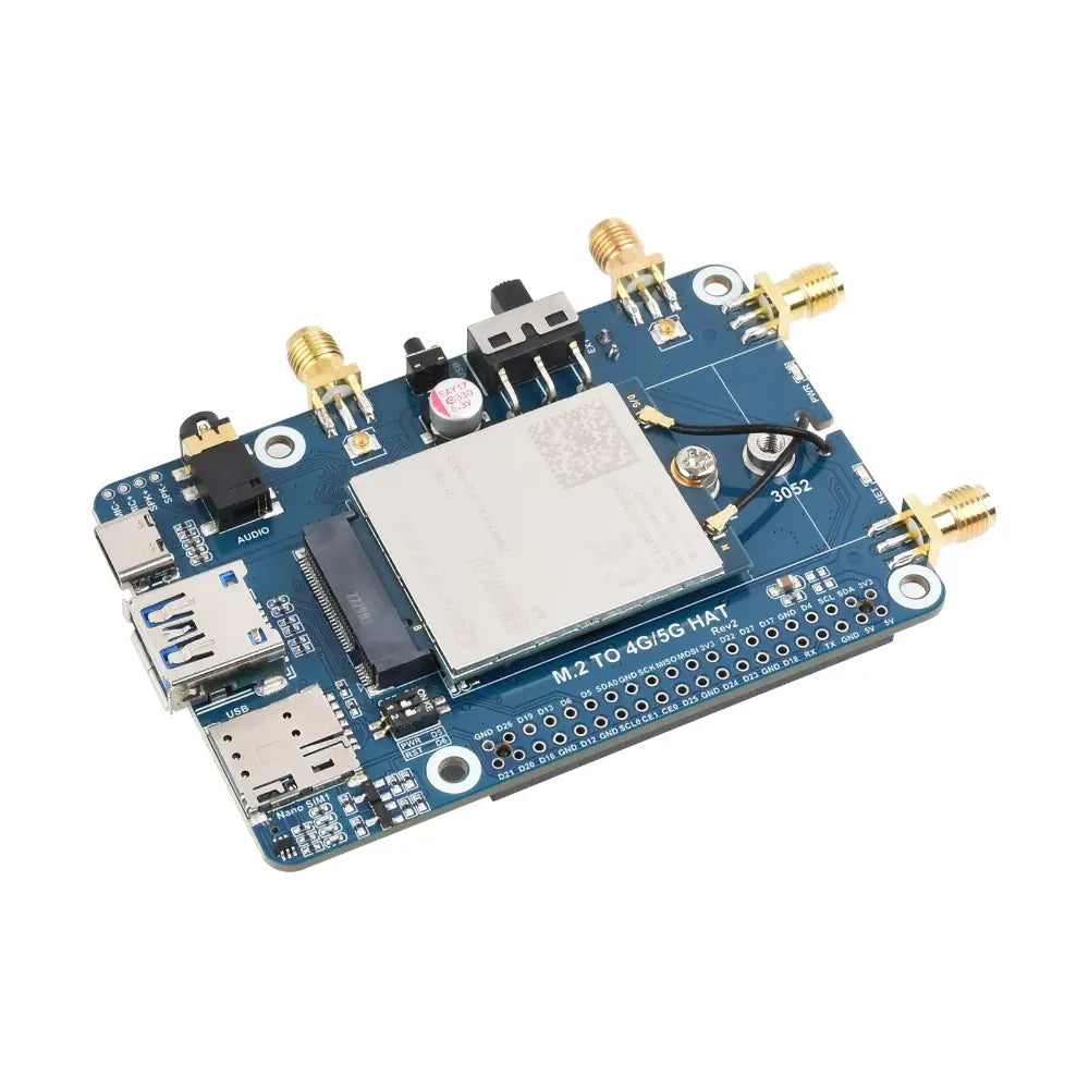 Waveshare Raspberry Pi LTE Cat 6 通信 HAT、LTE-A グローバル マルチバンド、GNSS ポジショニング、EM060K-GL モジュール付き