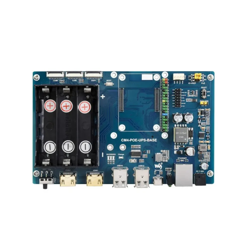 Waveshare PoE UPS ベースボード/ミニコンピュータ、CM4、ギガビットイーサネット、デュアル HDMI、クアッド USB2.0 用に設計