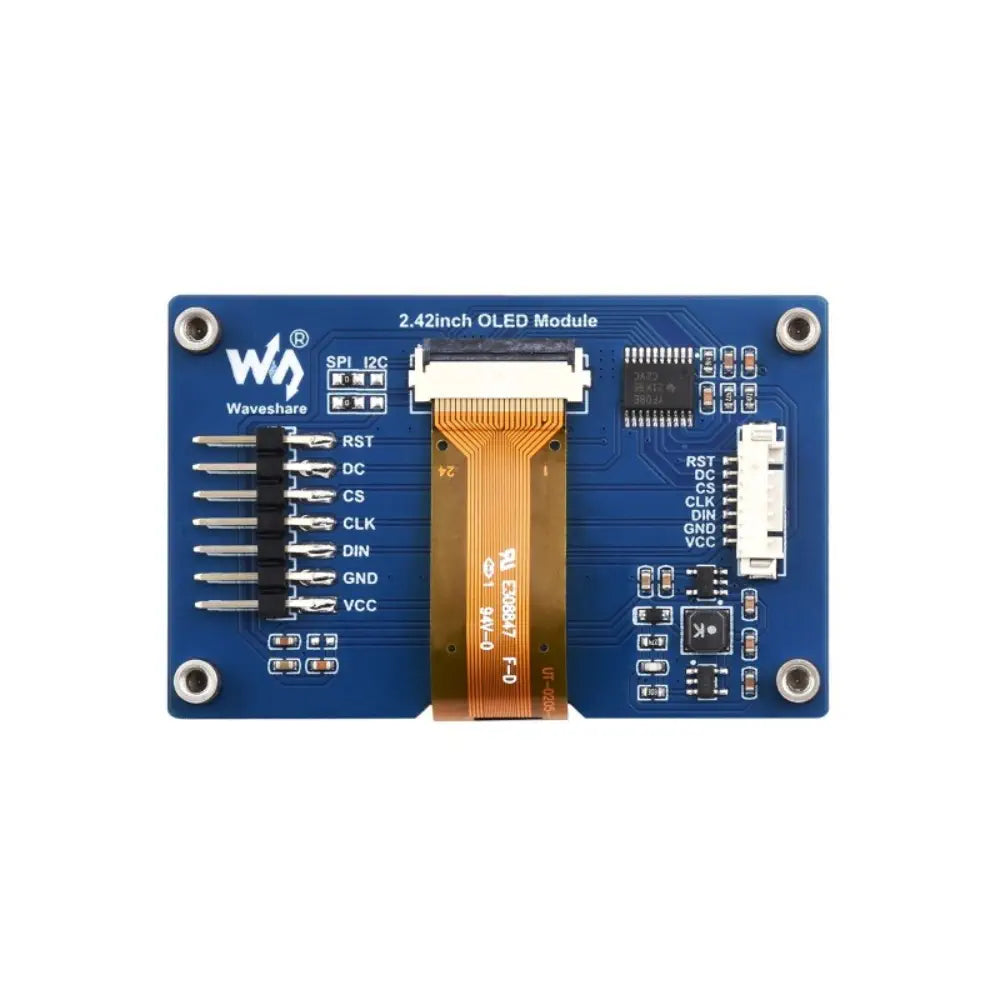 Waveshare 2.42 インチ OLED ディスプレイ モジュール、128×64 解像度、SPI / I2C 通信 (ホワイト)