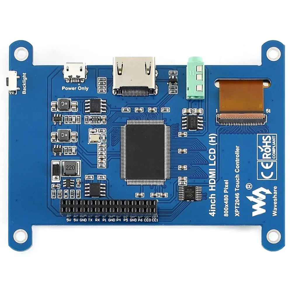 Waveshare 4インチ 抵抗型タッチスクリーン LCD (H)、480×800、HDMI、IPS