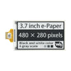 Waveshare 3.7 インチ e-Paper E-Ink Raw ディスプレイ、480×280、黒/白、4 グレースケール、SPI、PCB なし