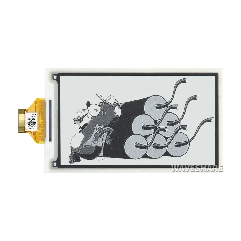 Waveshare 3.7 インチ e-Paper E-Ink Raw ディスプレイ、480×280、黒/白、4 グレースケール、SPI、PCB なし