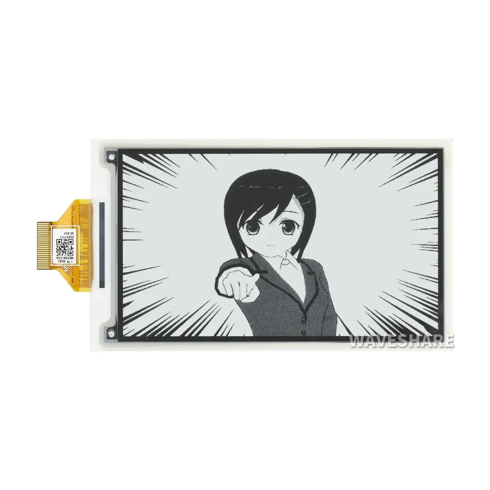 Waveshare 3.7 インチ e-Paper E-Ink Raw ディスプレイ、480×280、黒/白、4 グレースケール、SPI、PCB なし