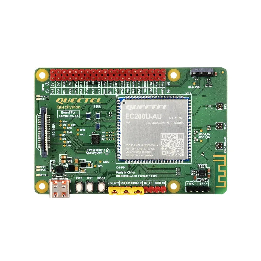 QuecPython 向け Waveshare EC200U-AU C4-P01 開発ボード、マルチモードおよびマルチバンド サポート、LTE Cat-1 / Bluetooth、GNSS