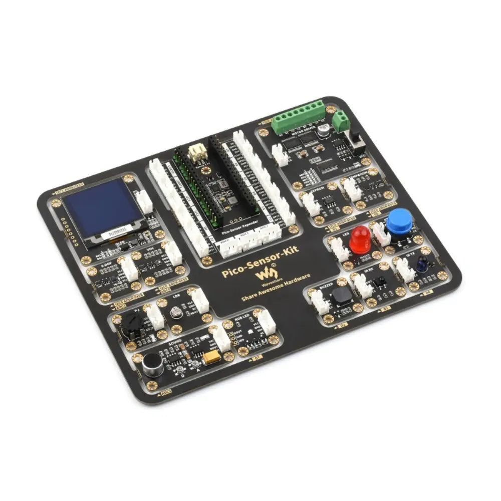 Waveshare Raspberry Pi Pico エントリーレベル センサー キット、Pico 拡張ボードと 15 個の共通モジュール付き、オールインワン設計