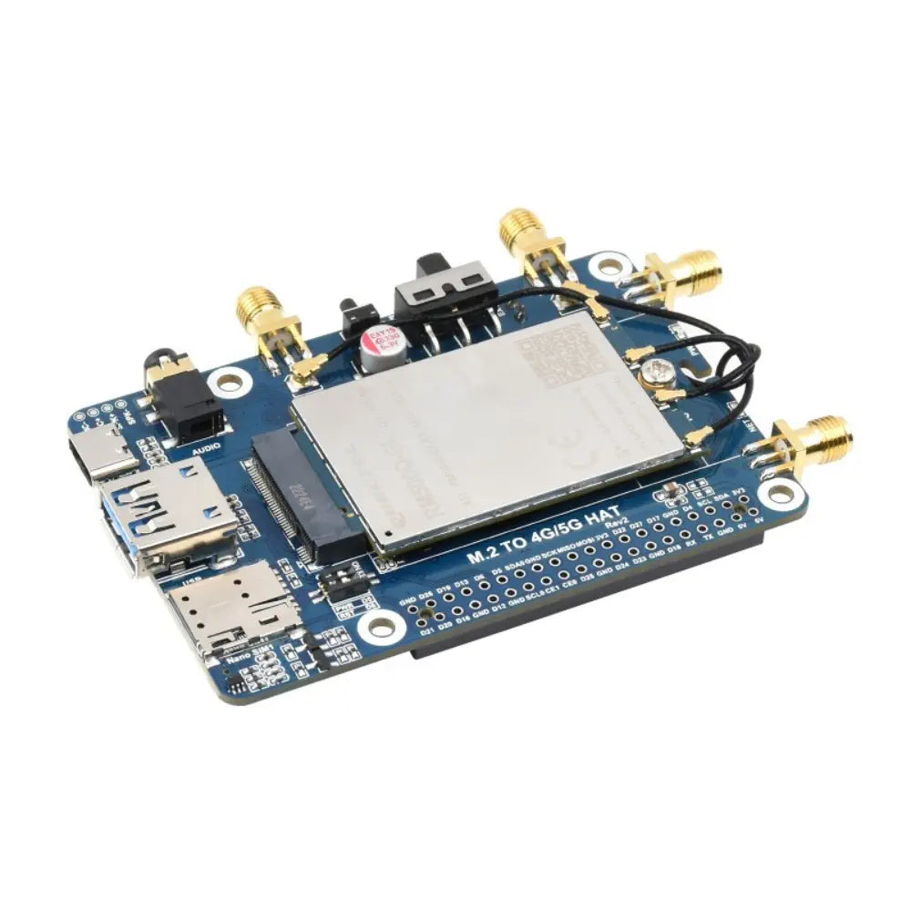 Waveshare RM500U-CNV 5G HAT for Raspberry Pi、クアッドアンテナ LTE-A、マルチバンド、5G/4G/3G (ケース、US)