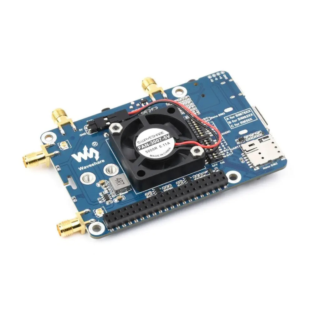 Waveshare RM500U-CNV 5G HAT for Raspberry Pi、クアッドアンテナ LTE-A、マルチバンド、5G/4G/3G (ケース、US)
