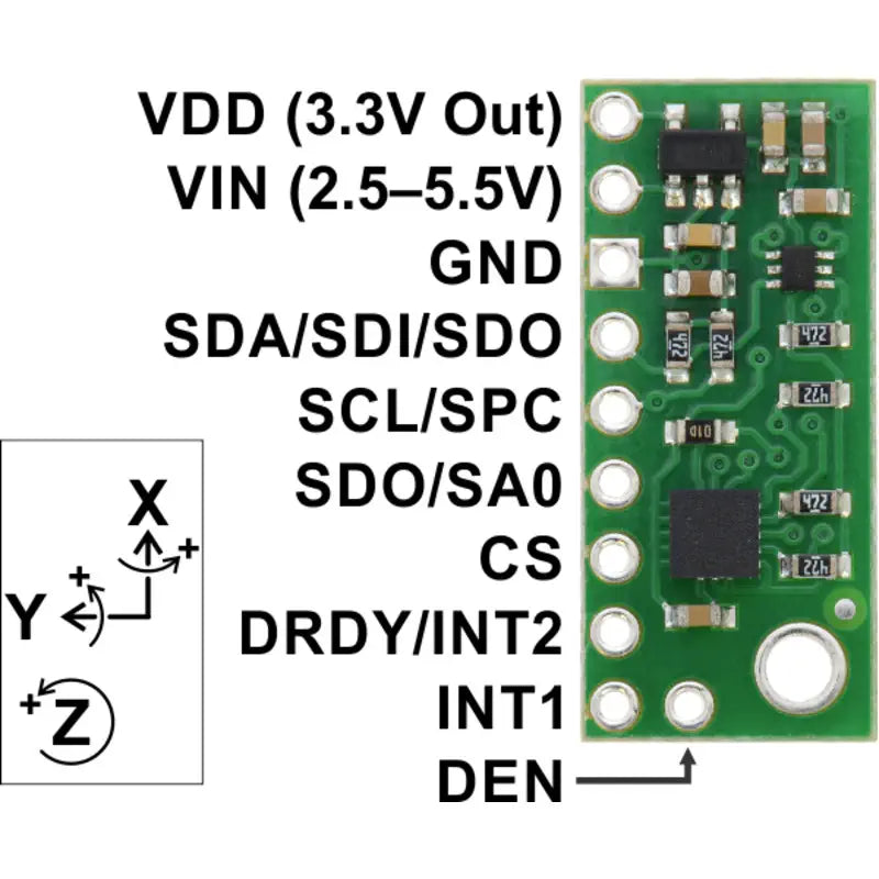 L3GD20H 3軸ジャイロ（電圧レギュレータ内蔵）